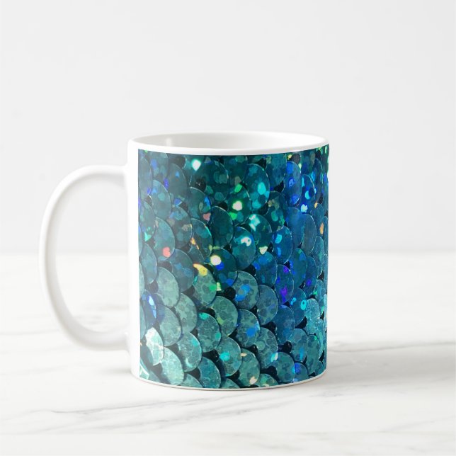 Sequins Sparkle: Macro Abstract Background Coffee Mug (Left)