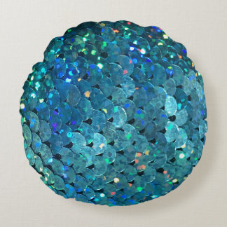 Sequins Sparkle: Macro Abstract Background Round Pillow