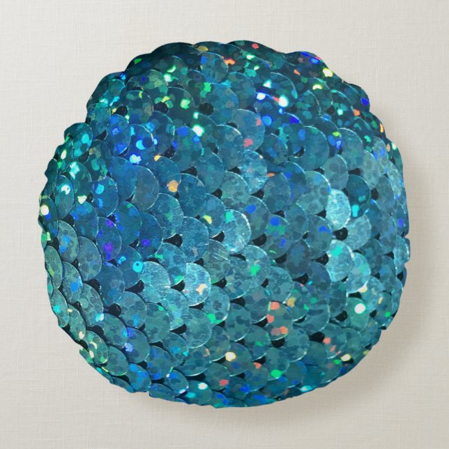 Sequins Sparkle: Macro Abstract Background Round Pillow (Front)