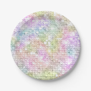 Sequins Sparkling Rainbow Heart  Paper Plates