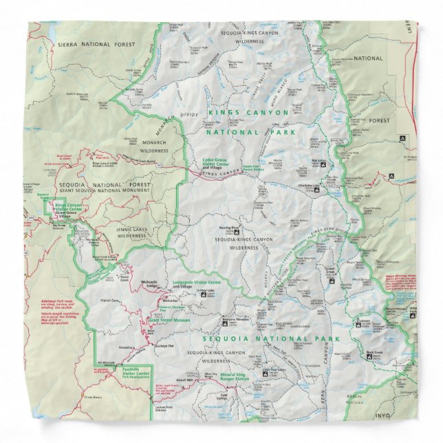 Sequoia/Kings Canyon map bandana (Front)