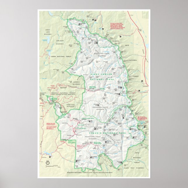 Sequoia & Kings Canyon map poster (Front)