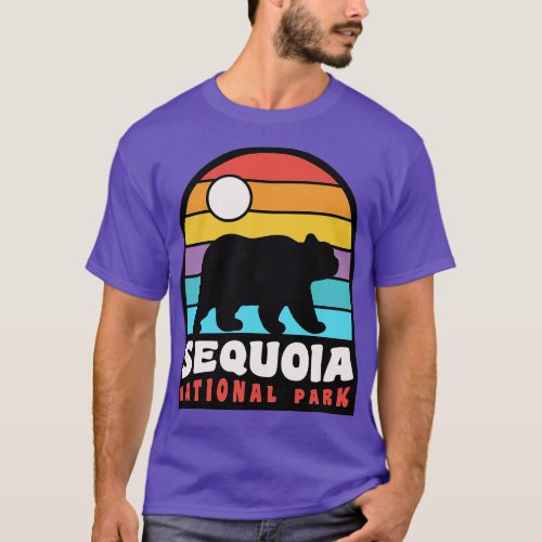 Sequoia National Park Bear Badge Retro Sunset T_Shirt