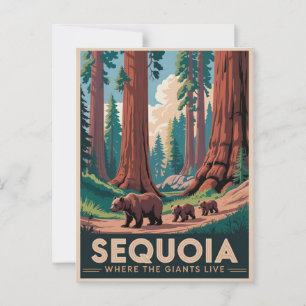 Sequoia National Park Bears Vintage Travel Poster Postcard