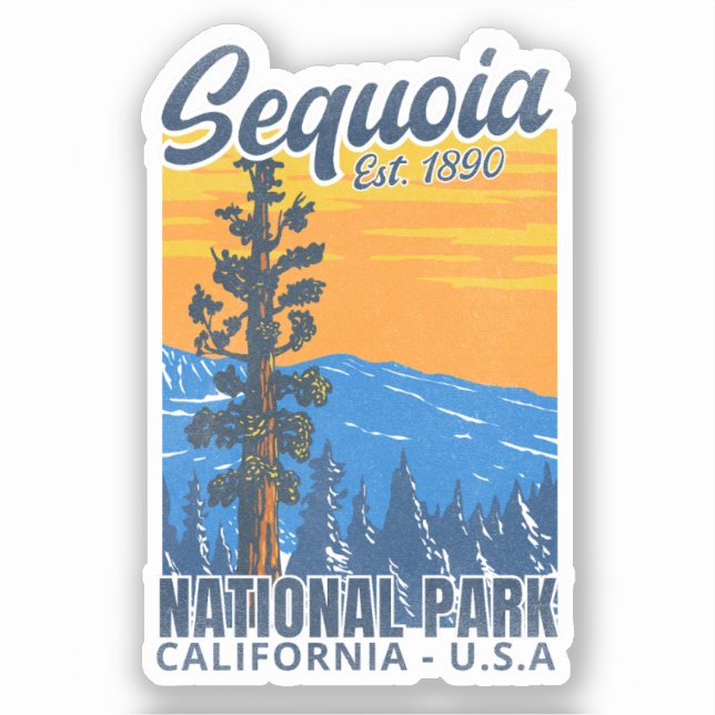 Sequoia National Park CA Instituted 1890 Sticker (Front)