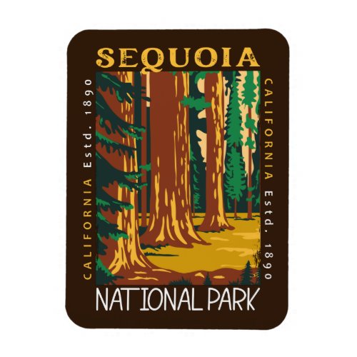 Sequoia National Park California Retro Distressed  Magnet