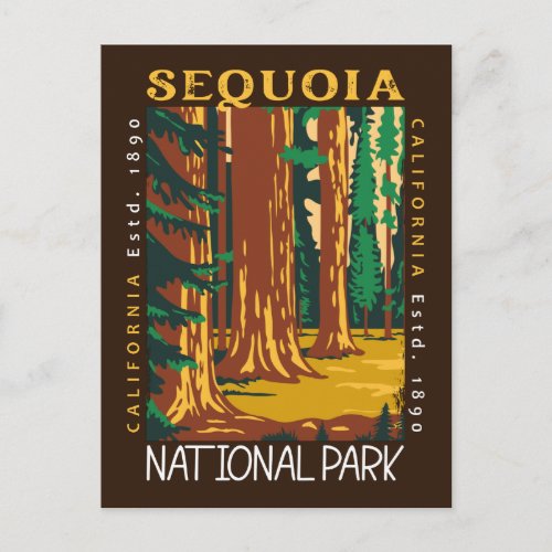 Sequoia National Park California Retro Distressed Postcard
