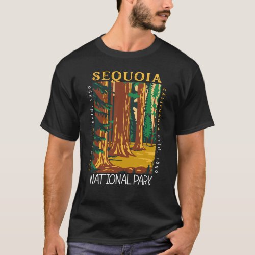 Sequoia National Park California Retro Distressed  T_Shirt