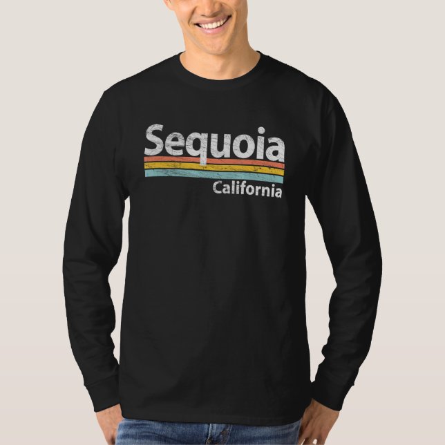 Sequoia National Park  California  Retro Stripes   T-Shirt (Front)