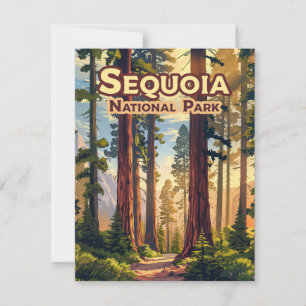 Sequoia National Park California Tree Retro Card