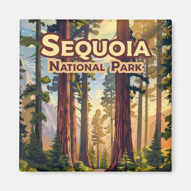 Sequoia National Park California Tree Retro  Magnet (Front)