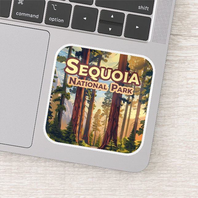 Sequoia National Park California Tree Retro  Sticker (Detail)