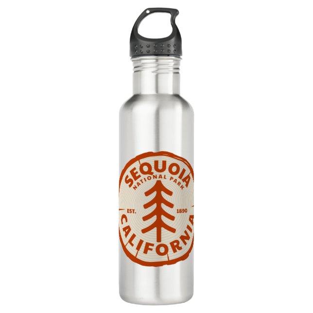 Sequoia National Park California Tree Stainless Steel Water Bottle (Front)