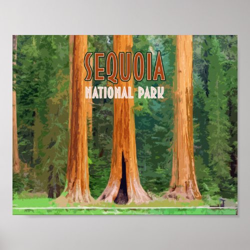 Sequoia National Park California Vintage Poster