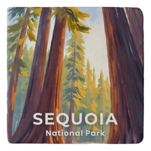 Sequoia National Park California Watercolor Art Trivet