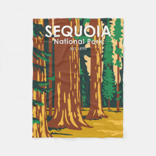 Sequoia National Park Giant Sequoia Trees Vintage Fleece Blanket