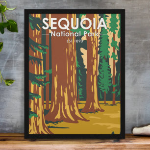 Sequoia National Park Giant Sequoia Trees Vintage Poster