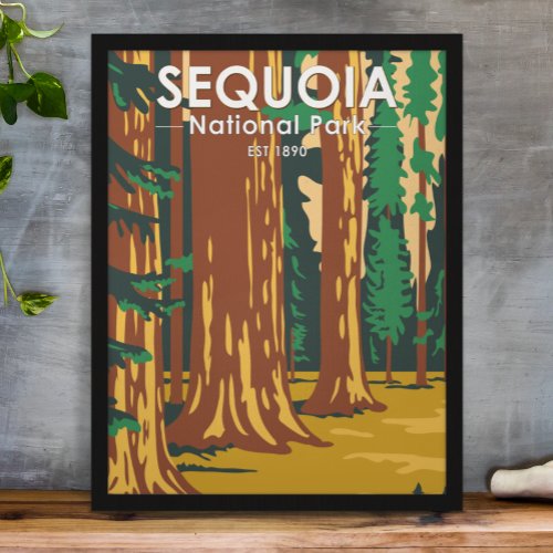 Sequoia National Park Giant Sequoia Trees Vintage Poster