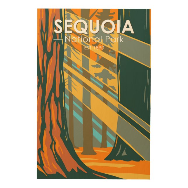 Sequoia National Park Giant Sequoia Trees  Wood Wall Art (Front)