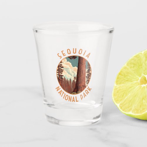 Sequoia National Park Illustration Distressed Shot Glass