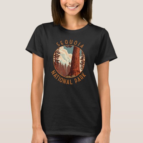 Sequoia National Park Illustration Distressed T_Shirt