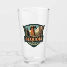 Sequoia National Park Illustration Retro Glass