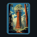 Sequoia National Park Illustration Retro Magnet<br><div class="desc">Sequoia vector artwork design. The park contains the highest point in the contiguous United States,  Mount Whitney,  and is south of Kings Canyon National Park.</div>