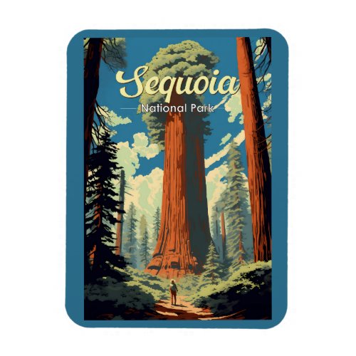 Sequoia National Park Illustration Retro Magnet