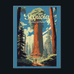 Sequoia National Park Illustration Retro Postcard<br><div class="desc">Sequoia vector artwork design. The park contains the highest point in the contiguous United States,  Mount Whitney,  and is south of Kings Canyon National Park.</div>