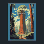Sequoia National Park Illustration Retro Postcard<br><div class="desc">Sequoia vector artwork design. The park contains the highest point in the contiguous United States,  Mount Whitney,  and is south of Kings Canyon National Park.</div>