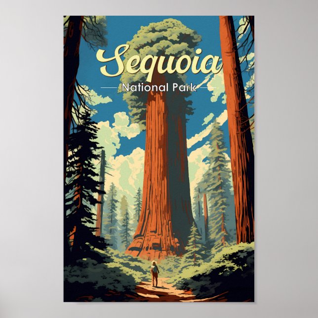 Sequoia National Park Illustration Retro Poster (Front)