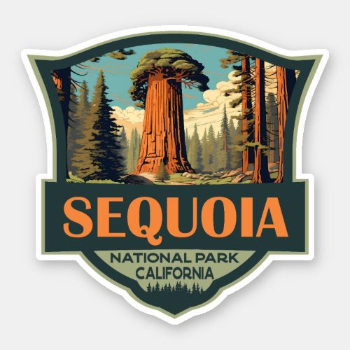 Sequoia National Park Illustration Retro Sticker