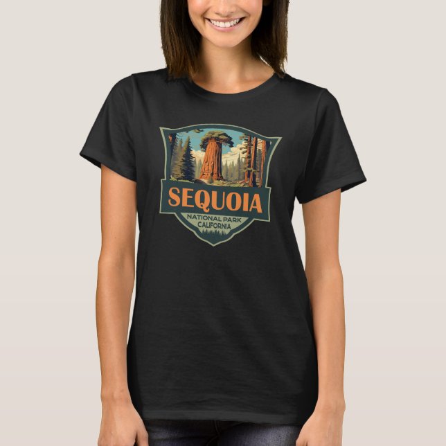 Sequoia National Park Illustration Retro T-Shirt (Front)