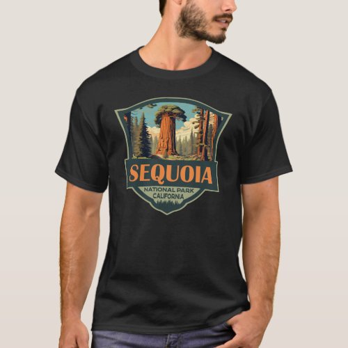 Sequoia National Park Illustration Retro T_Shirt