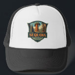 Sequoia National Park Illustration Retro Trucker Hat<br><div class="desc">Sequoia vector artwork design. The park contains the highest point in the contiguous United States,  Mount Whitney,  and is south of Kings Canyon National Park.</div>