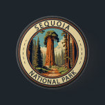 Sequoia National Park Illustration Travel Art Button<br><div class="desc">Sequoia vector artwork design. The park contains the highest point in the contiguous United States,  Mount Whitney,  and is south of Kings Canyon National Park.</div>