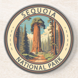 Sequoia National Park Illustration Travel Art Coaster