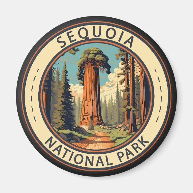 Sequoia National Park Illustration Travel Art Magnet (Front)