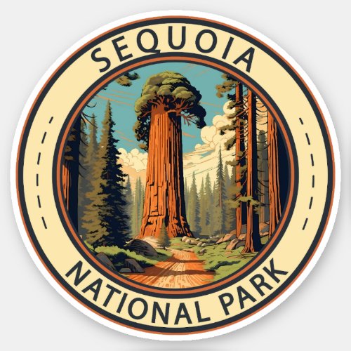 Sequoia National Park Illustration Travel Art Sticker
