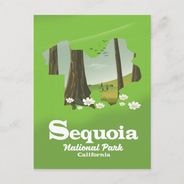 Sequoia National Park map travel poster Postcard (Front)