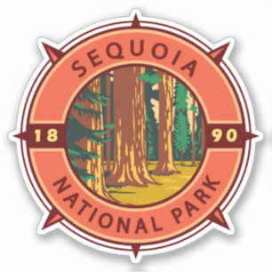 Sequoia National Park Retro Compass Emblem Sticker