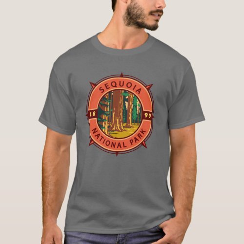 Sequoia National Park Retro Compass Emblem T_Shirt