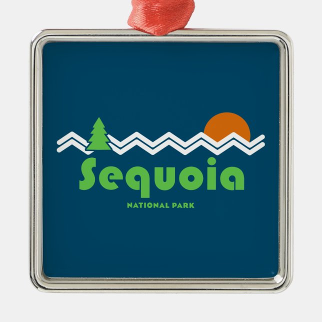 Sequoia National Park Retro Metal Ornament (Front)