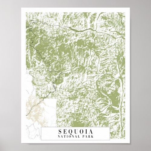 Sequoia National Park Retro Street Map Poster