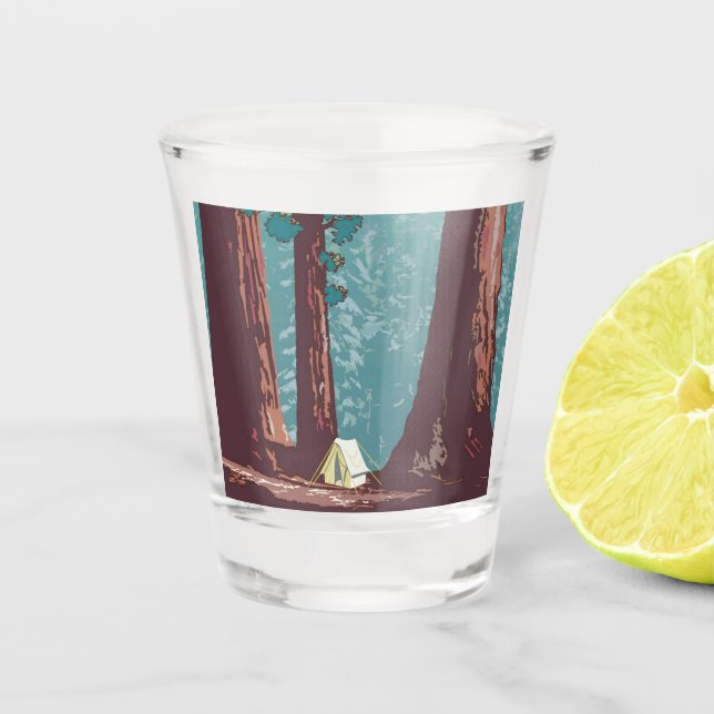 Sequoia National Park Tent Camping   Shot Glass (Front)