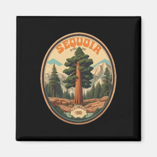 Sequoia National Park Tree Illustration Hiking Ret Magnet
