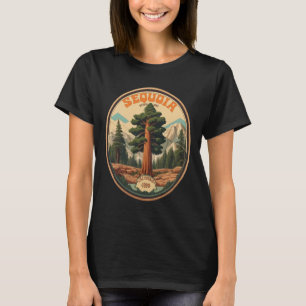 Sequoia National Park Tree Illustration Hiking Ret T-Shirt