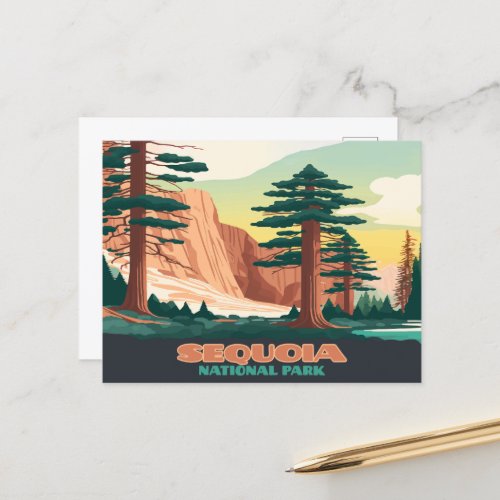 Sequoia National Park Trees Mountains  Postcard