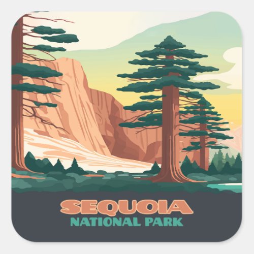 Sequoia National Park Trees Mountains  Square Sticker