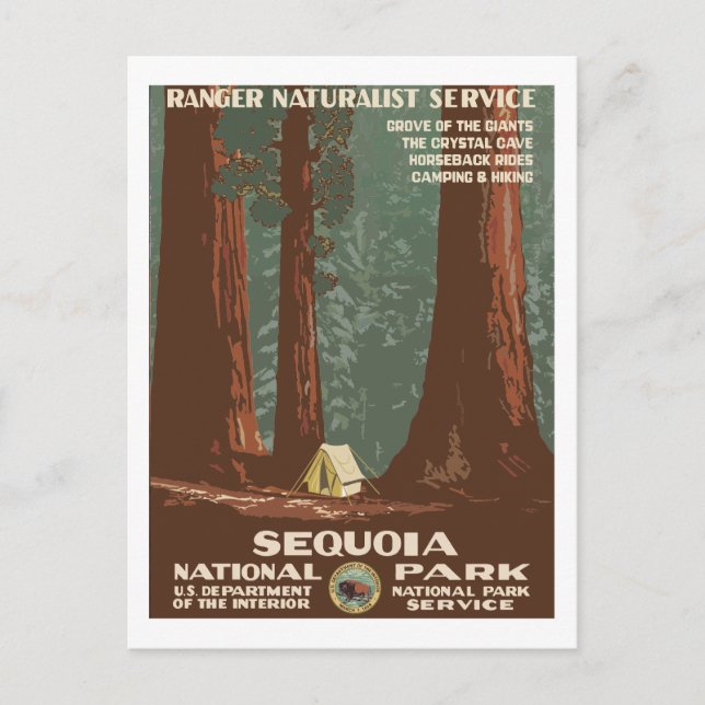 Sequoia National Park USA Vintage Travel Poster Postcard (Front)